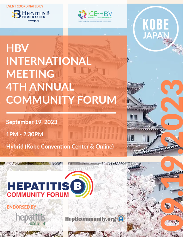 HBV International Meeting 4th Annual Community Forum- Sept. 19th, 2023 in Kobe, Japan
